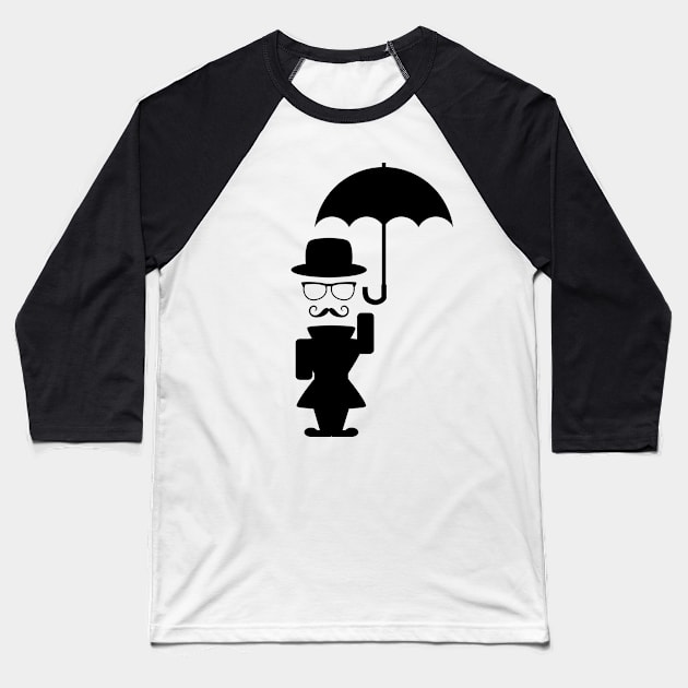 Fun drawing of a gentleman holding an umbrella Baseball T-Shirt by SooperYela